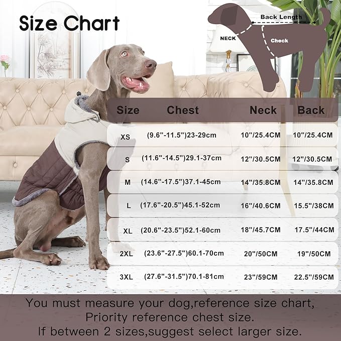 Detachable Hooded Dog Coat with Harness for Medium Dogs,Super Warm Fleece Puppy Jacket for Cold Winter Doggie Coats,Brown L