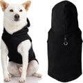 Gooby Fleece Vest Hoodie Dog Sweater - Black, X-Large - Warm Pullover Dog Hoodie with O-Ring Leash for Small to Medium Dogs