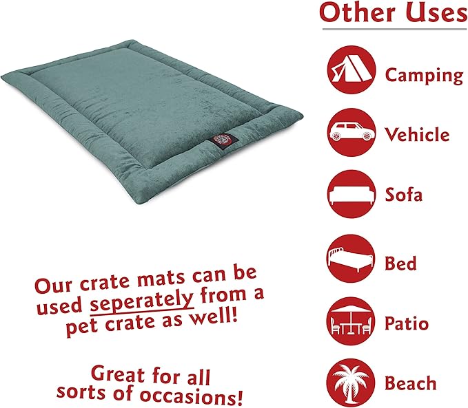 Majestic Pet Dog Crate Mat - Machine Washable Soft Plush Pet Bed Pad for Crates & Kennels USA Crafted 30"x21" Villa Azure