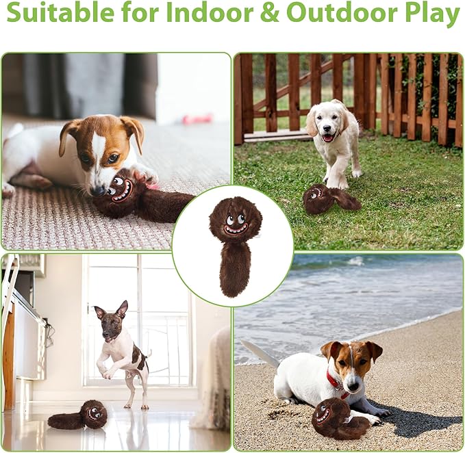 PETGEEK Interactive Squeaky Dog Toy, Automatic Moving Vibrating Dog Balls with Plush Cover, Rechargeable Perro Juguetes with Recording and Music Mode, Crinkle Pet Plush Toy for Boredom, Brown