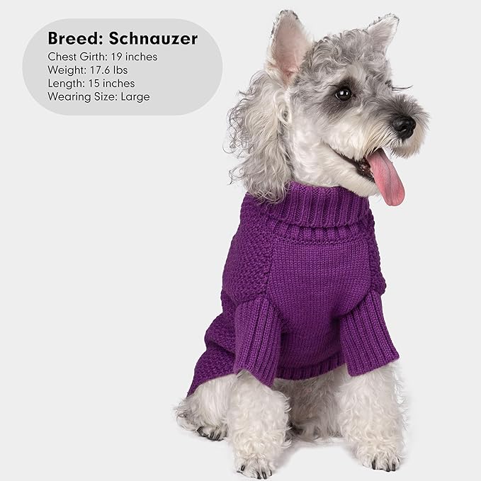 cyeollo Dog Sweater Pullover Turtleneck for Dogs, Classic Knitwear Fall Winter Cold Weather Dog Clothes Warm Pet Apparel Small Medium Large Dog Sweaters, Purple XL