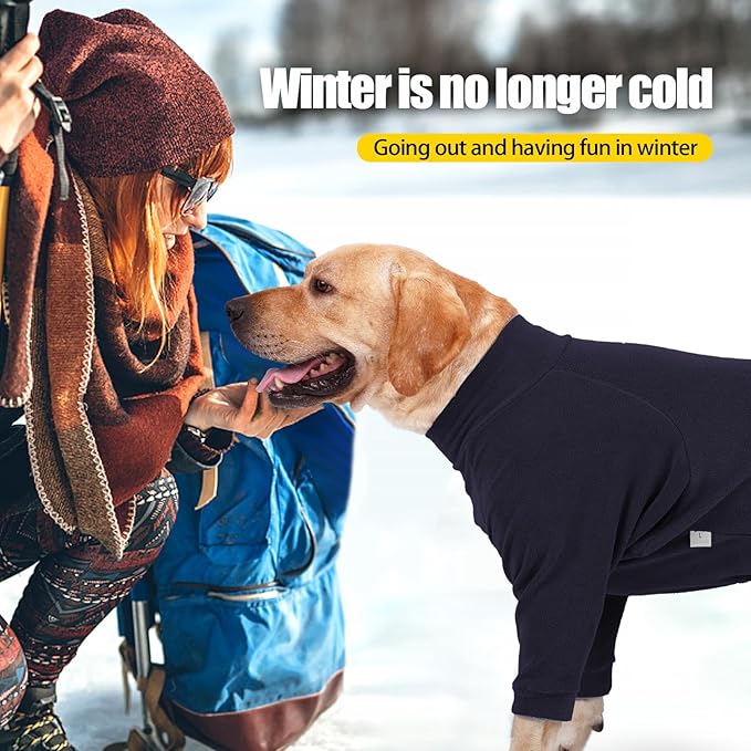 Fleece Dog Sweater for Small Medium Large Dog for Daily Run Walk Sleep Pet Winter Jacket & Windproof Clothes Coat 2XL Navy Blue
