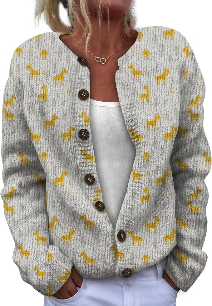 Sweater for Women Trendy Open Front Cardigan Fall Cardigan Sweaters for Women Crewneck Long Sleeve Outfits Fashion