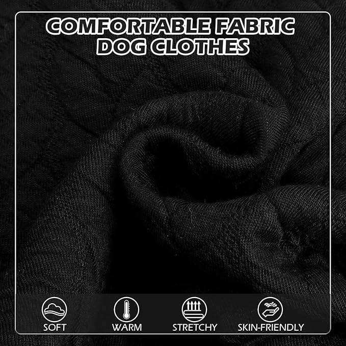 EXPAWLORER Textured Cable Knit Basic Dog Hoodie, Elevated Style Dog Sweater with Leash Hole and Pocket, Soft and Warm Pet Winter Coat, Cold Weather Clothes for Small Medium Large Dogs Cats,Black L