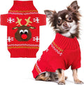PETCARE Dog Christmas Sweater Red Ugly Funny Cute Cartoon Reindeer Cat Sweaters Jumper Holiday Dog Clothes Puppy Sweaters for Small Medium Large Dogs Fall Winter Outfits Xmas Dogs Costume,Large