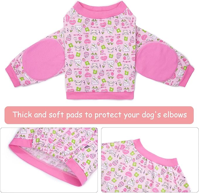 Dog Recovery Shirt for Front Legs, Dog Elbowpads Sleeve Protect Dogs Elbows Arms,Stop Licking Joints After Surgery, Help with Injury Healing Covers The Wound, Cone Alternatives (Pink, 5XL)