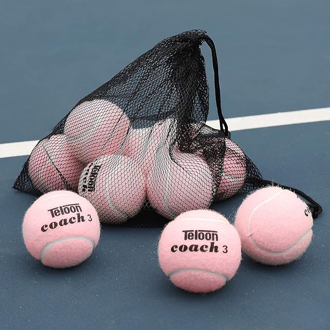 Teloon Pressure Training Tennis Balls-12 or 18 Count-Mesh Carry Bag，4 Colors Available，Pressureless Training Exercise Tennis Balls for Beginners.