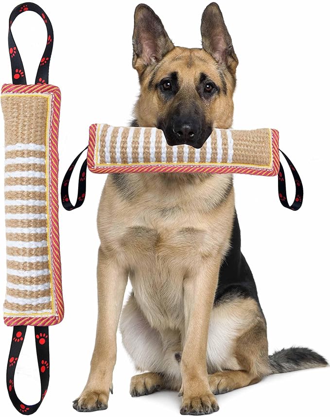 Clysoru Dog Tug Toy Dog Tough Jute Bite Pillow Lasting Training Equipment Puppy to Large Dogs Interactive Toy for Large Dogs and Small Dogs