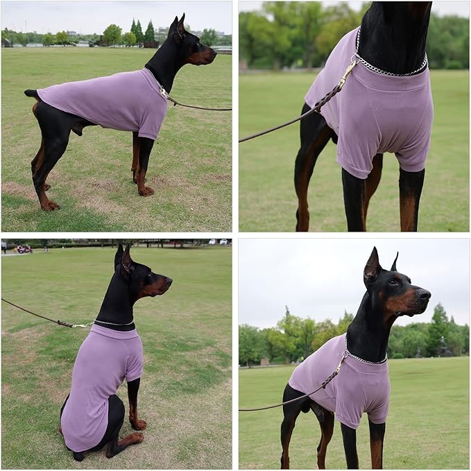 Lovelonglong Ribbed Dog T-Shirt Cotton Knitted Dog Sweaters for All Season Pet T-Shirts for Large Medium Small Dogs Taro Purple XS