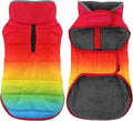 Dog Winter Coat, Waterproof Dog Jacket with Leash Hole, Reflective Adjustable Pet Snow Vest, Warm Fleece Sweater for Small Medium Large Dogs - Rainbow, XS