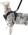 Cat Harness and Leash Set Escape Proof Tactical Medium Kitten Harness Emotional Support Cat Vest, Black, M