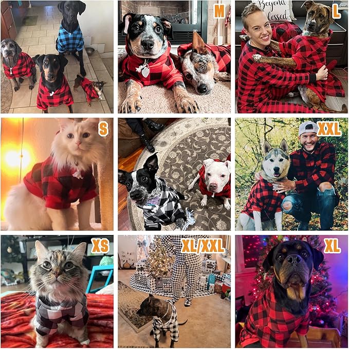 KOOLTAIL Plaid Dog Hoodie Pet Clothes Sweater with Hat and Pocket for Small Medium Large Size Dogs, Soft Winter Warm Dog Cold Weather Coat, Fleece Fall Dog Hooded Sweatshirt for Puppy Cats, Red M