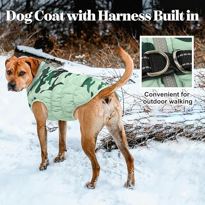 Lelepet Warm Dog Winter Coat Dog Coats for Small Dogs Waterproof Dogs Jacket with Harness Built in Reflective Cold Weather Coats Windproof Zip-Up Winter Fleece Vest Snowsuit Yorkie Shih Tzu S