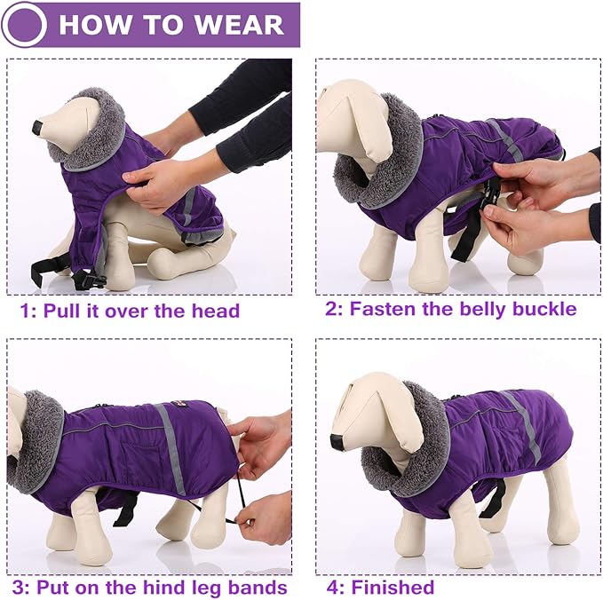 QBLEEV Warm Reflective Dog Jacket, Waterproof Winter Coat Turtleneck Clothes for Cold Weather, Thick Fleece Snowsuit Christmas Vest - Small to 3XL