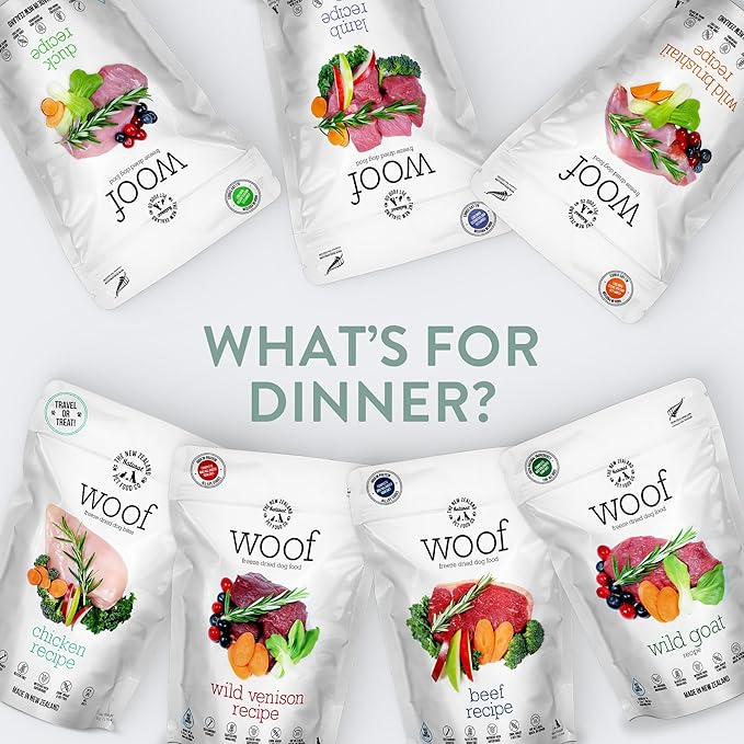 The New Zealand Natural Pet Food Co WOOF Freeze Dried Dog Food - Beef Recipe, High Protein Freeze Dried Dog Treats, Dog Food Topper & Meal, 2.2 lb