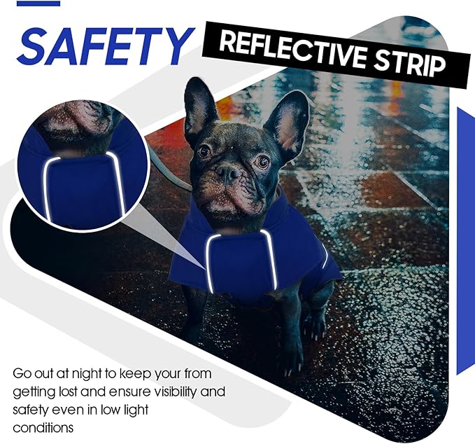 ROZKITCH Great Dane Clothes, Waterproof Dog Rain Jacket with Fleece Liner and Leash Hole Reflective Strip for Extra Large Dog, Windproof Adjustable Poncho Vest for Outdoor Hiking Travel Blue 3XL