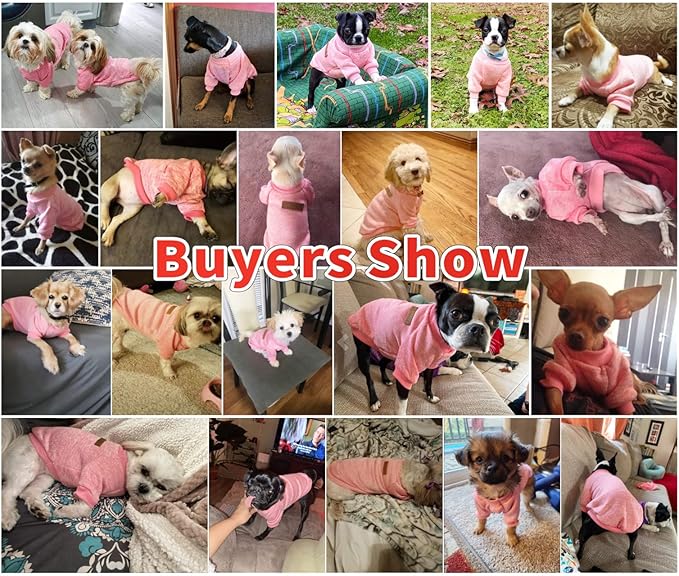 Idepet Pet Dog Classic Sweater, Soft Fleece Coat for Small,Medium Dog,Warm Pet Dog Cat Clothes,Soft Puppy Customes 2 Color (XXL, Pink)