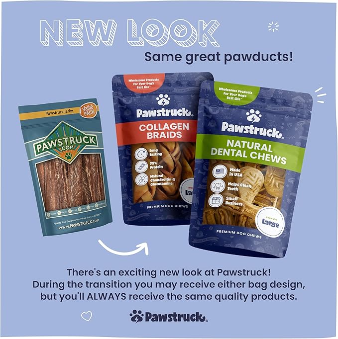 Pawstruck Bully Slices Premium Rawhide Chew Sticks, Beef Flavor - Low Fat, High Protein Treat for Small, Medium, and Large Dogs - No Artificial Ingredients - 1 lb Bag - Packaging May Vary (Pack of 2)
