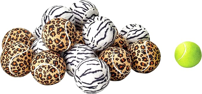 Tourna 5-Inch Large Tennis Squeaker Ball Fun Animal Print Dog Toy for Large Dogs