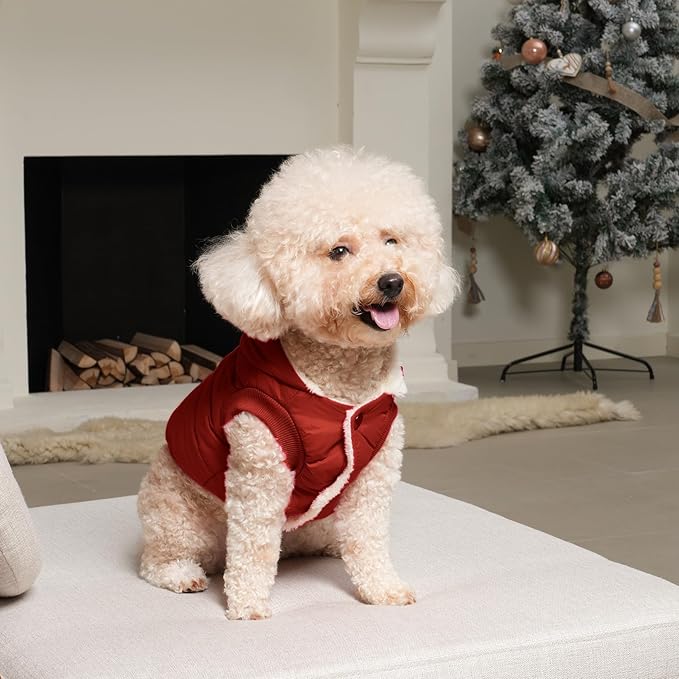 Dog Hoodie in Winter for Medium Dogs Jacket Pet Coats with Hooded, Red L