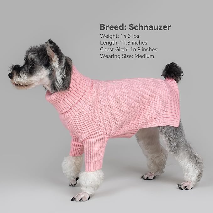 cyeollo 4XL Dog Sweater,Knitwear Turtleneck Soft Knitwear Pullover Sweaters Warm Dog Clothes for Large Female Dogs,Pink XXXXL