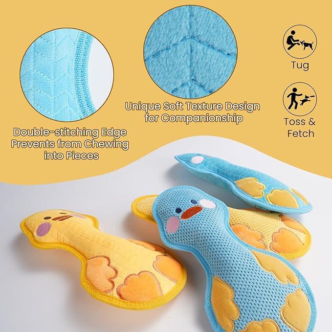 Duck Squeaky Dog Toy, New 2025 Indestructible Dog Toy for Aggressive Chewers, Stuffed Toy with Two Tough Layers, Soft Plush for Comfort and Chewing, Blue