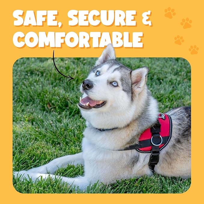 Bark Appeal Green Camo No-Pull Dog Harness for Large to Extra Large Sized Pets – Adjustable, Reflective Vest with 3 Leash Clips for Added Control, Easy Walks & Training – XL