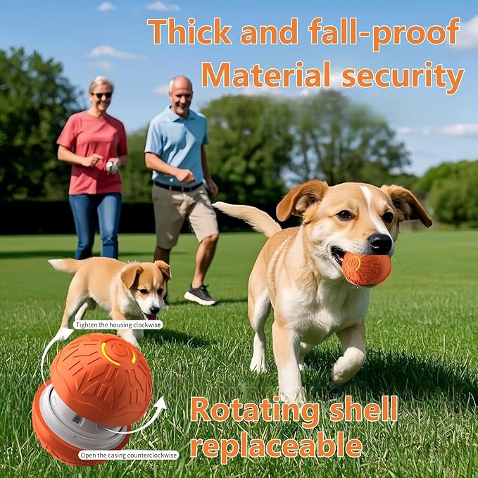 Interactive Dog Ball, Activated Automatic Rolling Ball for Dog, Self Moving Vibrating Smart Jumping Automatic Moving Bouncing and Rotating Balls for Pets (Blue/Orange)