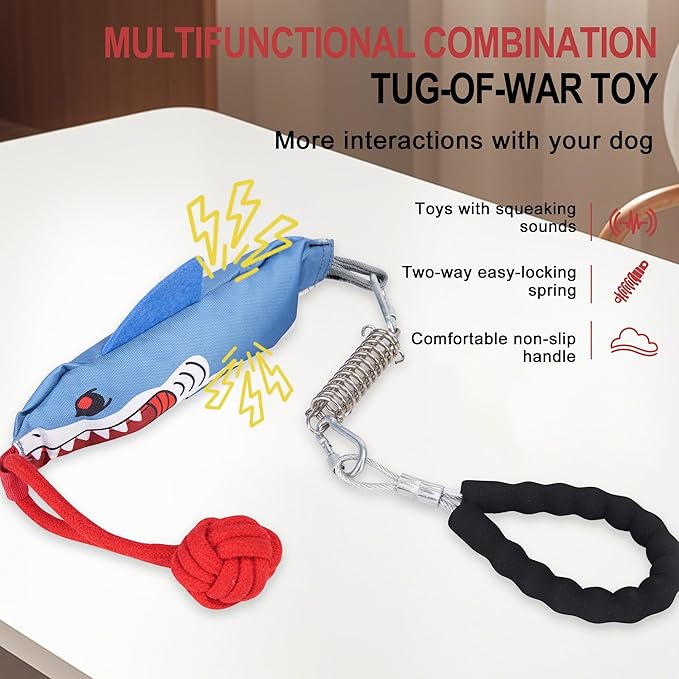 Dog tug of war Toy with Handle,Interactive Dog Toys with Squeak for for Small to Medium Dogs to Exercise Play Rope,Interactive Dog Toys for Boredom