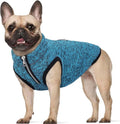 ROZKITCH Dog Sweater for Medium, Knit Jacket with Fleece Lining, Dog Clothes for Medium with Half Zipper Opening for Harness, Adjustable Neck Reflective Pet Jacket Blue L