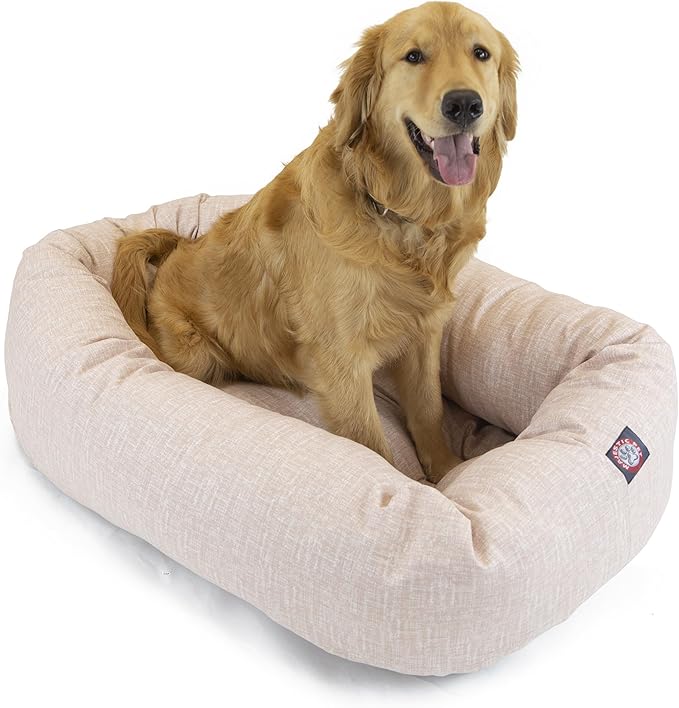 Majestic Pet 52 Inch Bagel Calming Cozy Soft Round Dog Bed - Washable, Spine Support - Fluffy Donut Dog Bed 52x35x11 (Inch) - X-Large - Pink