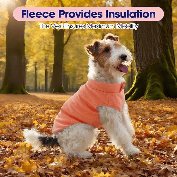 FUAMEY Dog Fleece Vest for Large Dogs,Warm Stretchy Dog Sweatshirts Pullover with Leash Hole Dogs Sweater Soft Pet Turtleneck Cozy Pet Vest Lightweight Sleeveless Orange XL