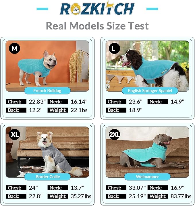 ROZKITCH Reversible Dog Coat Super Warm Fleece Sherpa Sweater with Leash Hole & Embroidery, Adjustable Double-Sided Plush Sweatshirt for Medium Large Breeds Bluegreen 2XL