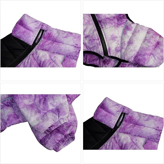 Micai Warm Dog Coat - 4 Legs Covered Waterproof Windproof Reflective Vest, Zippered Adjustable Outdoor Snow Jacket for Small Medium Large Dogs - Purple XXXXL