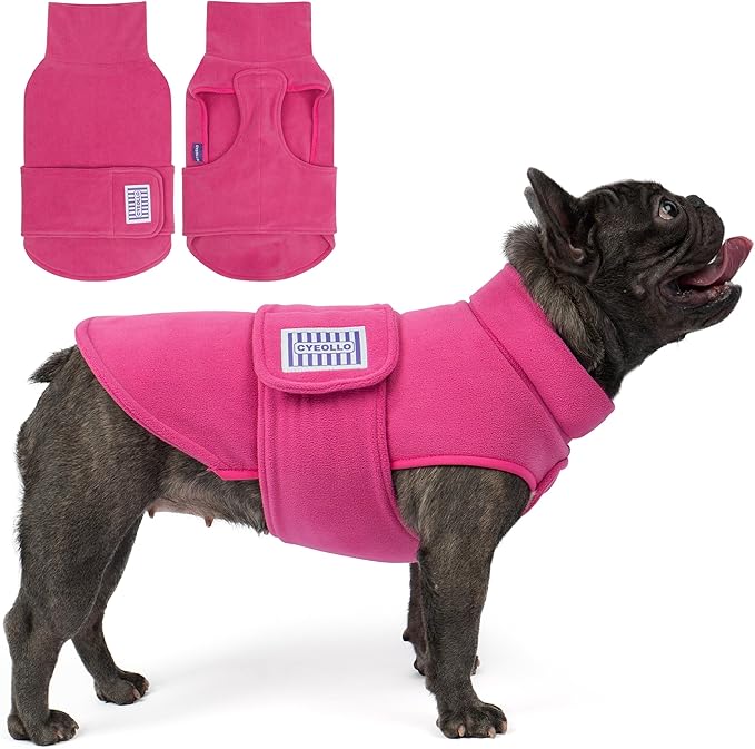 cyeollo Small Dog Sweater, Fleece Dog Sweaters Turtleneck Vest Soft Puppy Sweatshirt Stretchy Pet Fall Autumn Coat Warm Winter Clothes for Small Dogs Girl, Pink L