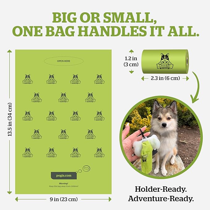 Pogi’s Dog Poop Bags – Leak-Proof & Extra Thick Pet Waste Bags with 2 Holders (Unscented, 50 Rolls, 750-Count)