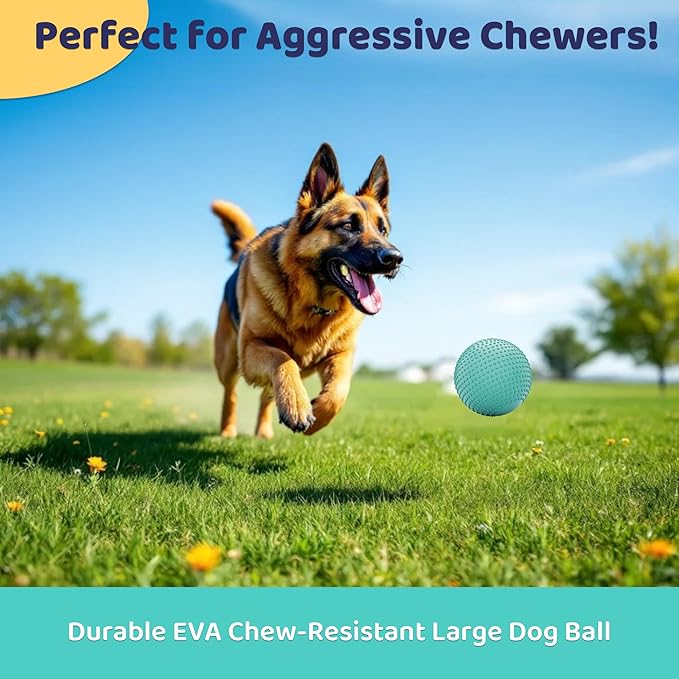 Dog Balls, EVA Dogs Toy Ball for Aggressive Chewers, 5 Inch Durable High Elasticity Interactive Ball for Training Dog Catch and Fetch, Floatable Toy for Medium and Large Dogs Puppies (Azure)