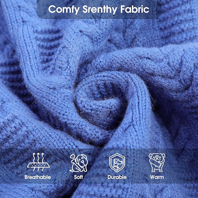 ASENKU XXXL Dog Sweaters for Large Dog Girls Boys, Pullover Turtleneck Knitted Big DoggieSweatershirt for Female Male, Doberman Great Dane Sweater for Extra-Large Breed Dogs, Blue 3XL