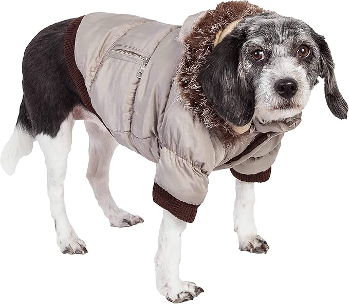 Pet Life Ski Parka, Metallic Grey, Medium
