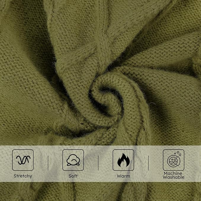 Queenmore Small Dog Pullover Sweater, Cold Weather Cable Knitwear, Classic Turtleneck Thick Warm Clothes for Chihuahua, Bulldog, Dachshund, Pugl,OliveGreen,XS