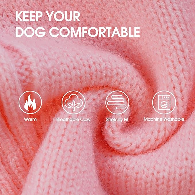 IECOii Extra Large Dog Sweater 4XL,Thermal Warm Dog Sweaters for Giant Breed Dogs,Turtleneck Knitted Knitwear for Pet Winter,Stretchy&Easy On Doggy Sweatshirt for Doberman,Great Dane(Pink,XXXXL)