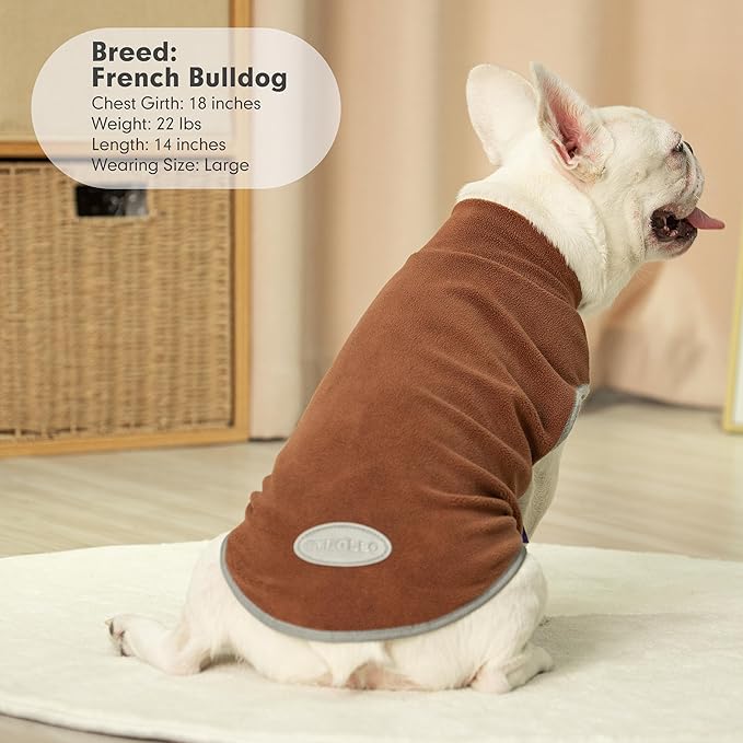 cyeollo 3XL Dog Sweaters for Large Dogs Male Female, Pullover Reflective Dog Jacket Sweatshirt Fall Winter Sweaters Warm Pet Clothes, Brown & Khaki XXXL