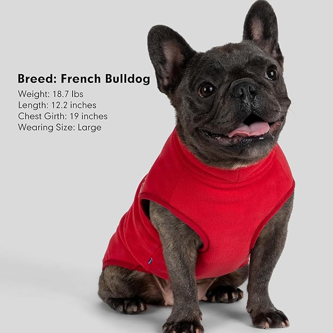 cyeollo Fleece Dog Sweater, Turtleneck Dog Sweatshirt Stretchy Pullover Fleece Vest Warm Winter Fall Clothes for Small Dogs Boy Girl Puppy Pet Apparel, Red S