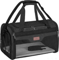 BALEINE Cat Carrier, Puppy Dog Carrier for Small Medium Pets Up to 15 Lbs, Soft-Sided Dog Travel Bag with Safety Zippers, Collapsible Pet Carrying Case (Black, L, 17"x11"x11")
