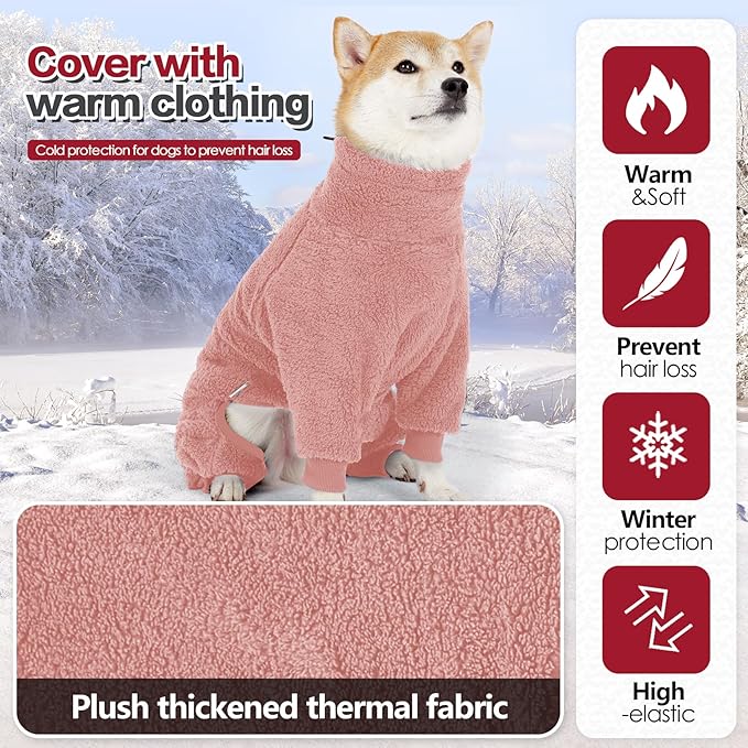 Dog Winter Coat for Small Medium Large Dog for Run Walk Sleep Warm Fleece Pet Sweater & Windproof Pajamas Snow Jacket Large Pink