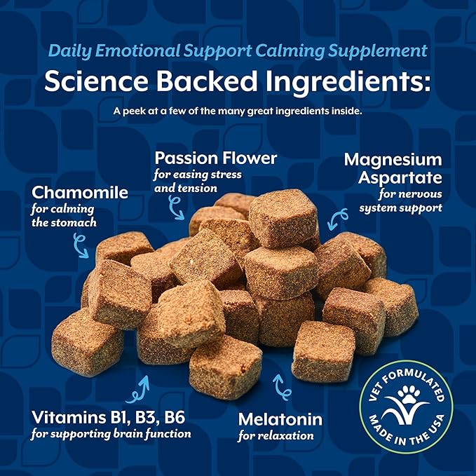 NaturVet Emotional Support Daily Calming Aid Dog Supplement - Helps Promote 24/7 Normal, Calm Behavior - for Dog Stress, Nervousness, Separation, Unwanted Behavior - 120ct Soft Chews