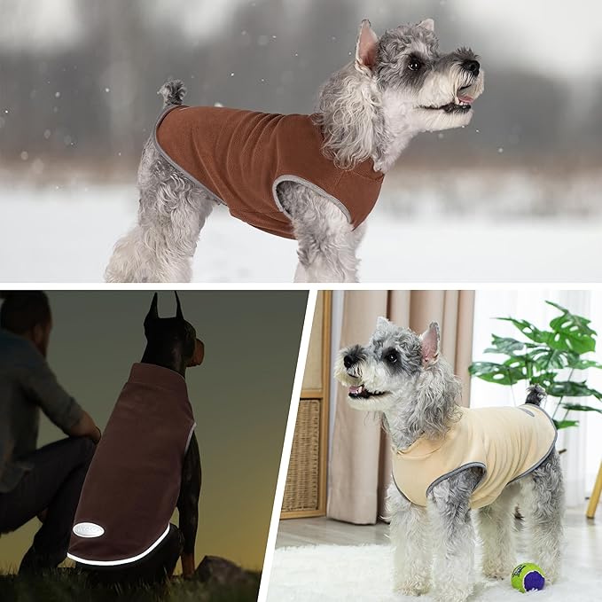 cyeollo 3XL Dog Sweaters for Large Dogs Male Female, Pullover Reflective Dog Jacket Sweatshirt Fall Winter Sweaters Warm Pet Clothes, Brown & Khaki XXXL
