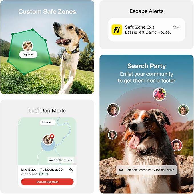 New Fi Series 3+ Smart Dog Tracker Collar – AI GPS for Dogs, Health & Behavior Monitor, Virtual Fence, Escape Alerts, Waterproof, Apple Watch Compatible [12Mo Membership Included] (Blue, Large)