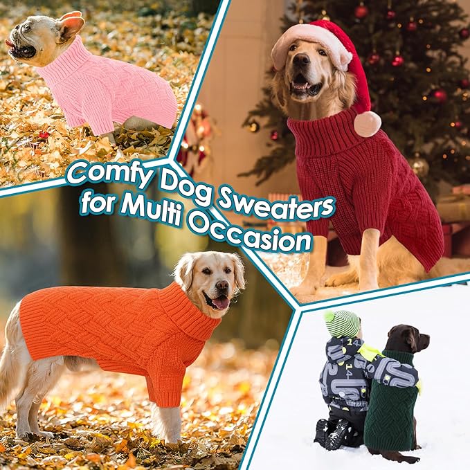 AOFITEE XL Dog Sweater, Dog Sweater Large Size Dogs, Large Dogs Sweaters for Female Male, Turtleneck Thick Warm Knitted Winter Fall Pet Sweatshirt, Solid Pet Halloween Costume, XLarge