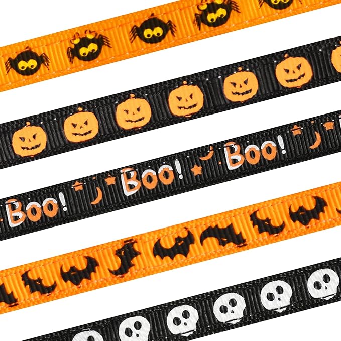 Halloween Cat Collar with Bell, Adjustable Comfortable Kitten Halloween Collar Breakaway, Spider Patterns Safety Holiday Cat Collars for Boys Girls,Kitten,Puppy Orange (7.5"-12.5")